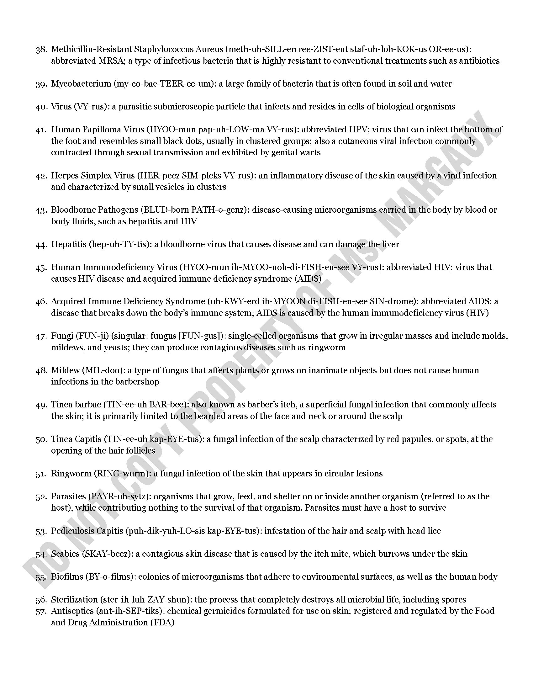 Infection Control Vocabulary Page 3